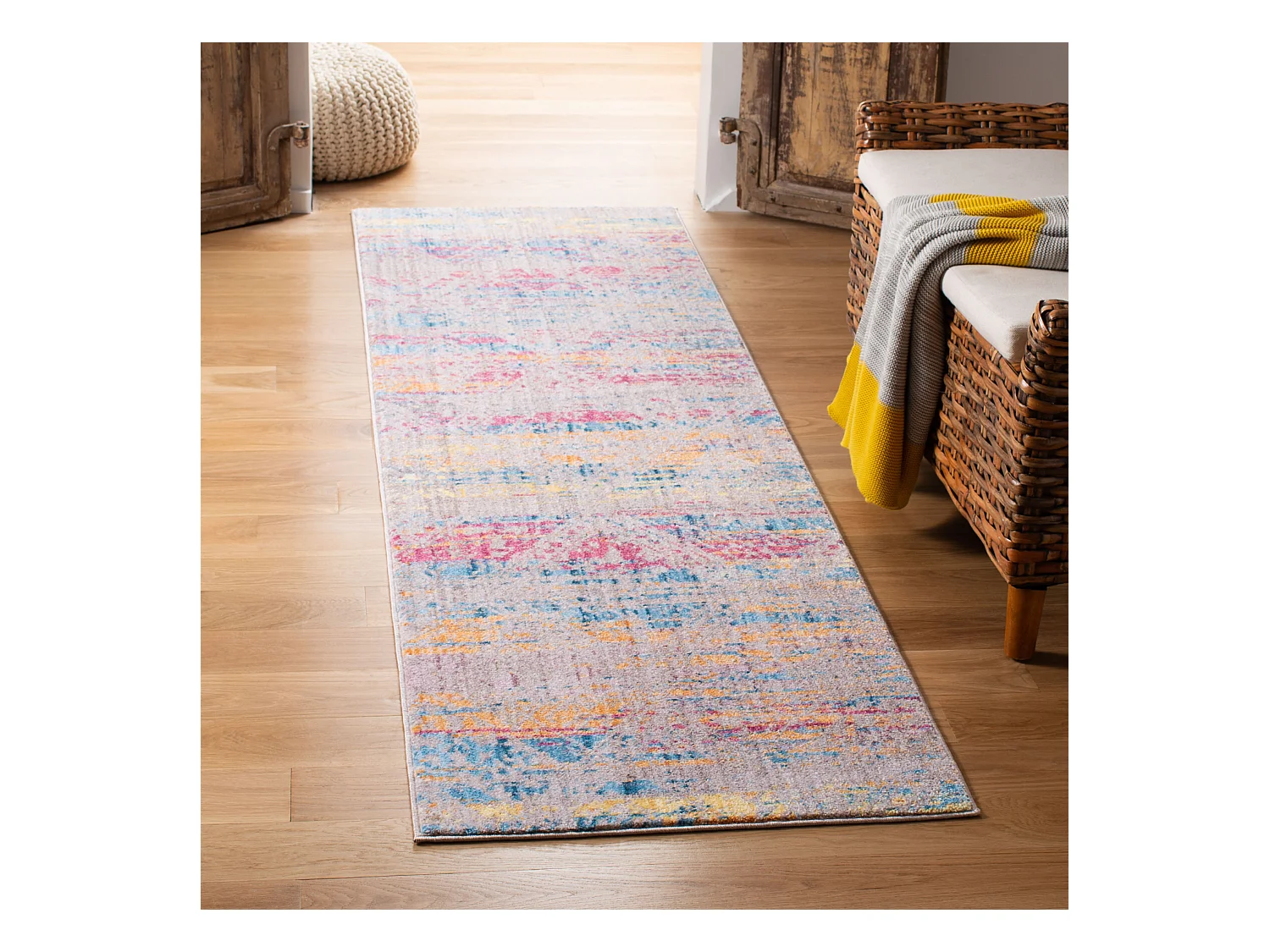Tapis Rose/Gris 69 X 244 cm - Laila