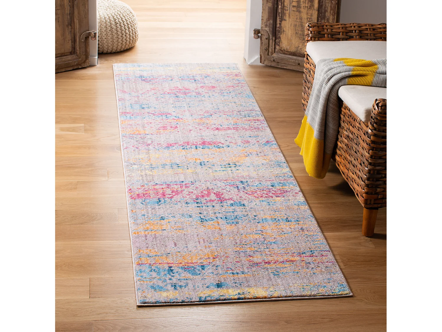 Tapis Rose/Gris 69 X 244 cm - Laila