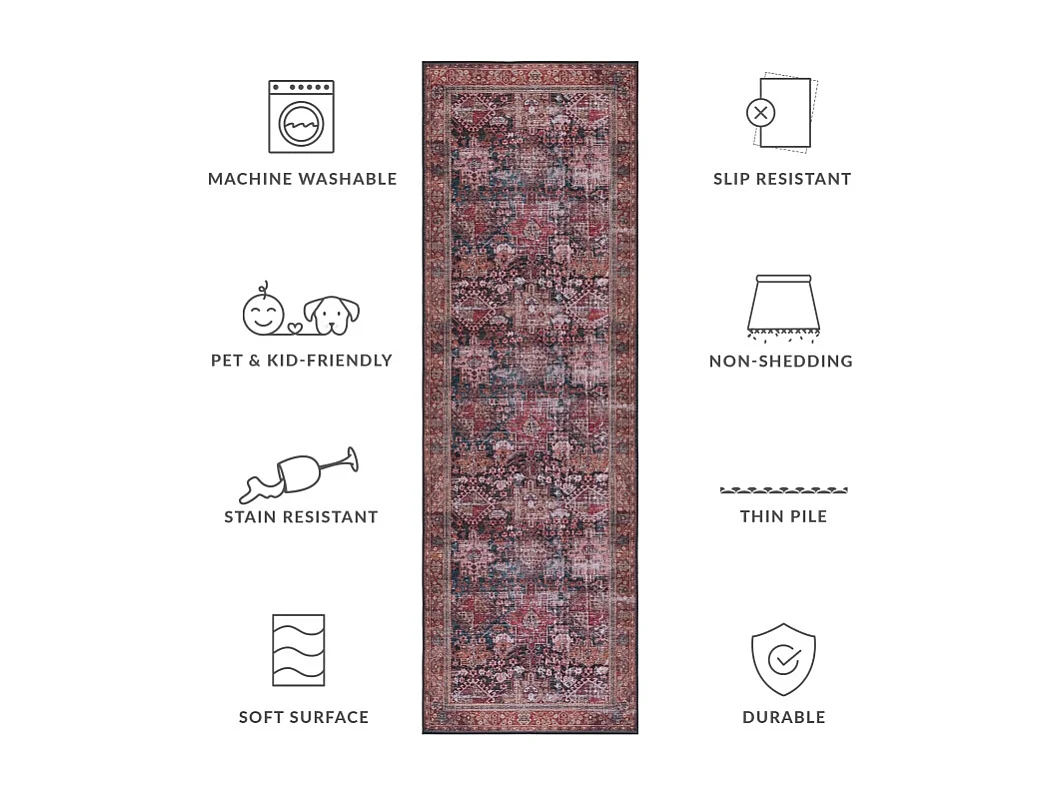 Tapis Rouge/Vert 76 X 183 cm - Romilly