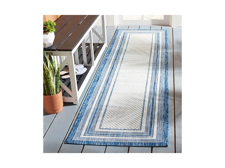 Tapis Ivoire/Marine 69 X 201 cm - Aeliana