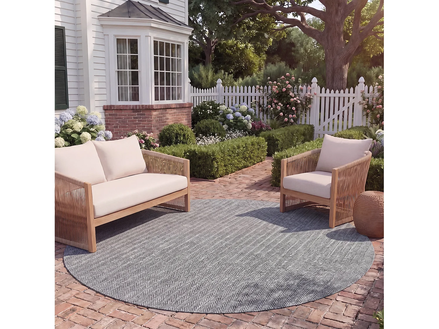 Tapis Noir/Beige 122 X 122 cm - Serenna