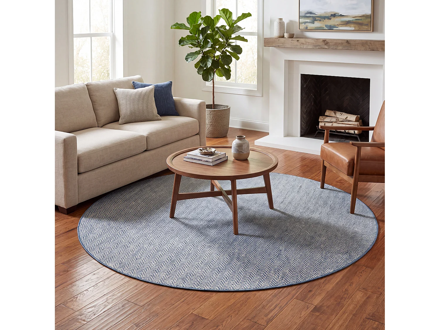Tapis Bleu Marine/Gris 122 X 122 cm - Irina