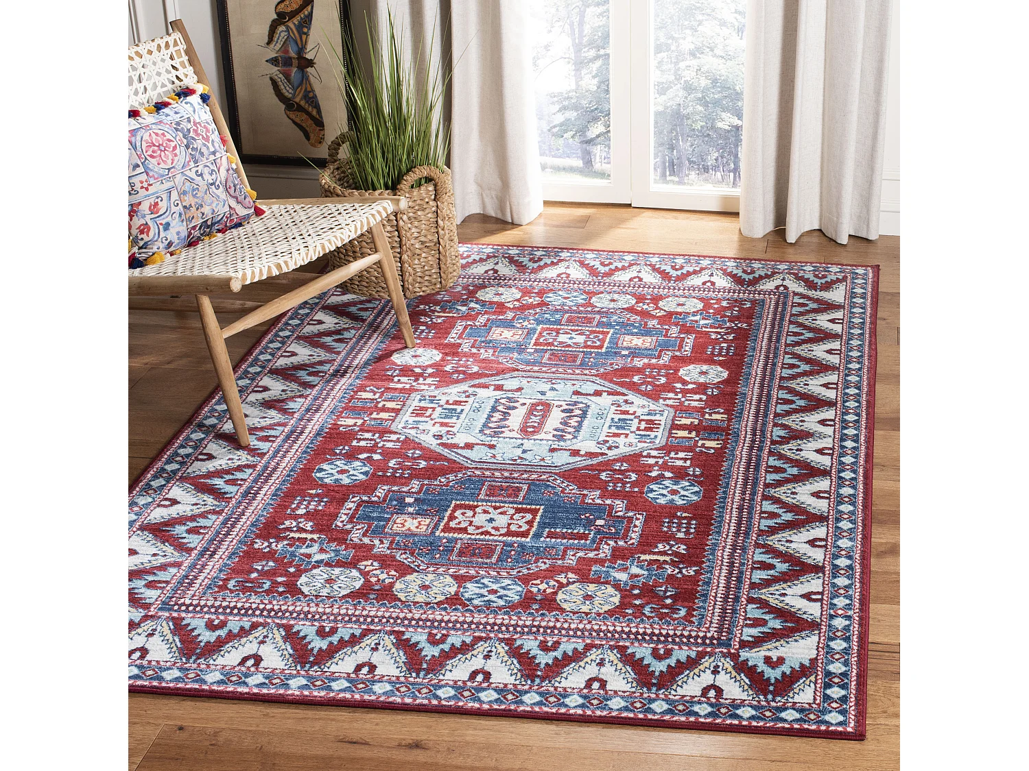 Tapis Rouge/Bleu 122 X 183 cm - Kara
