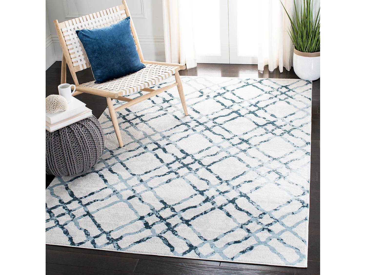 Tapis Neutre/Bleu 160 X 231 cm - Sylvia