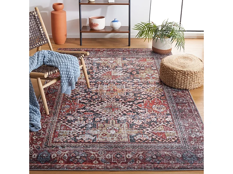 Tapis Bleu marine/rouille 244 X 305 cm - Minna