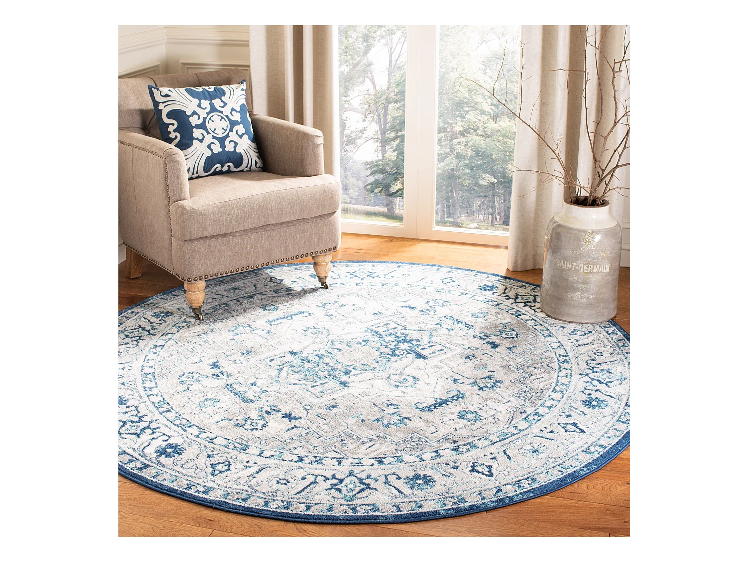 Tapis Gris/Bleu 201 X 201 cm - Russo