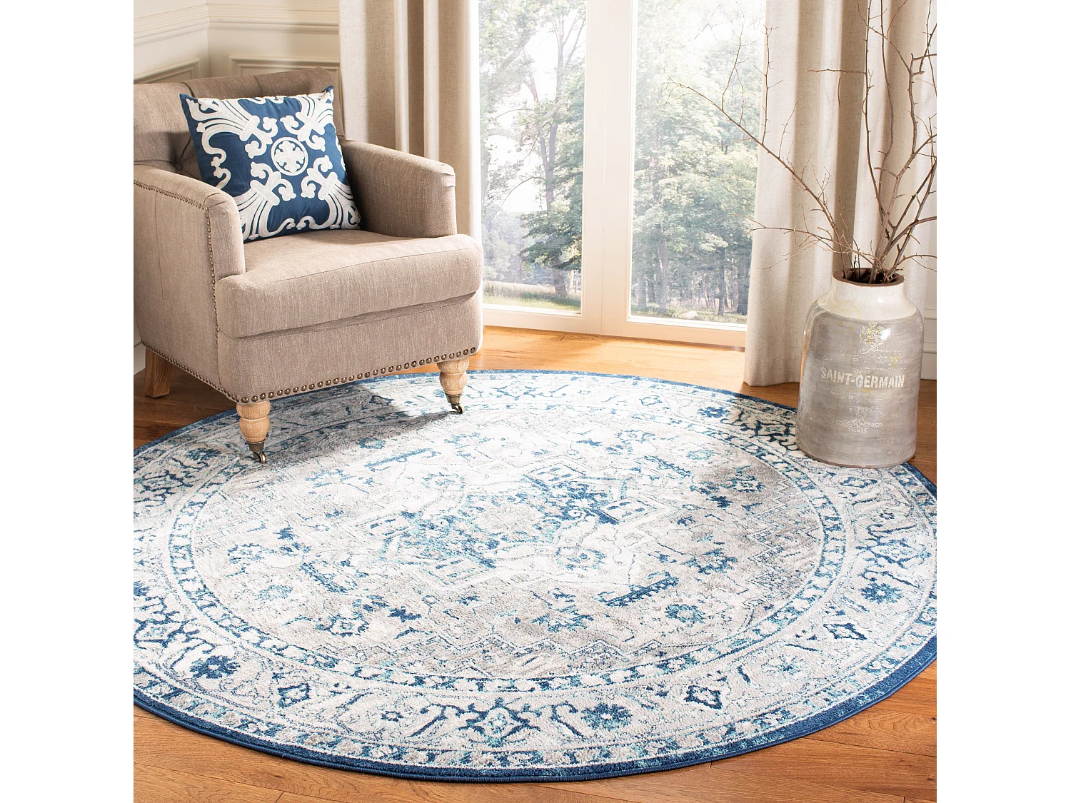 Tapis Gris/Bleu 201 X 201 cm - Russo