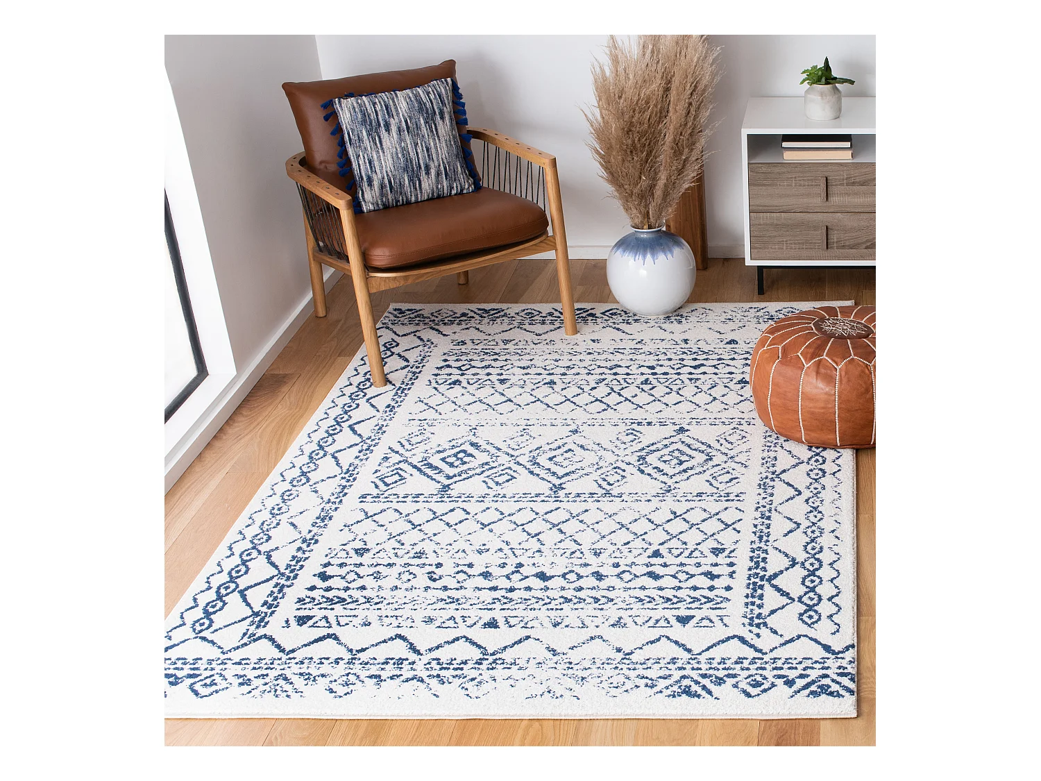 Tapis Neutre/Bleu Marine 160 X 229 cm - Jennifer