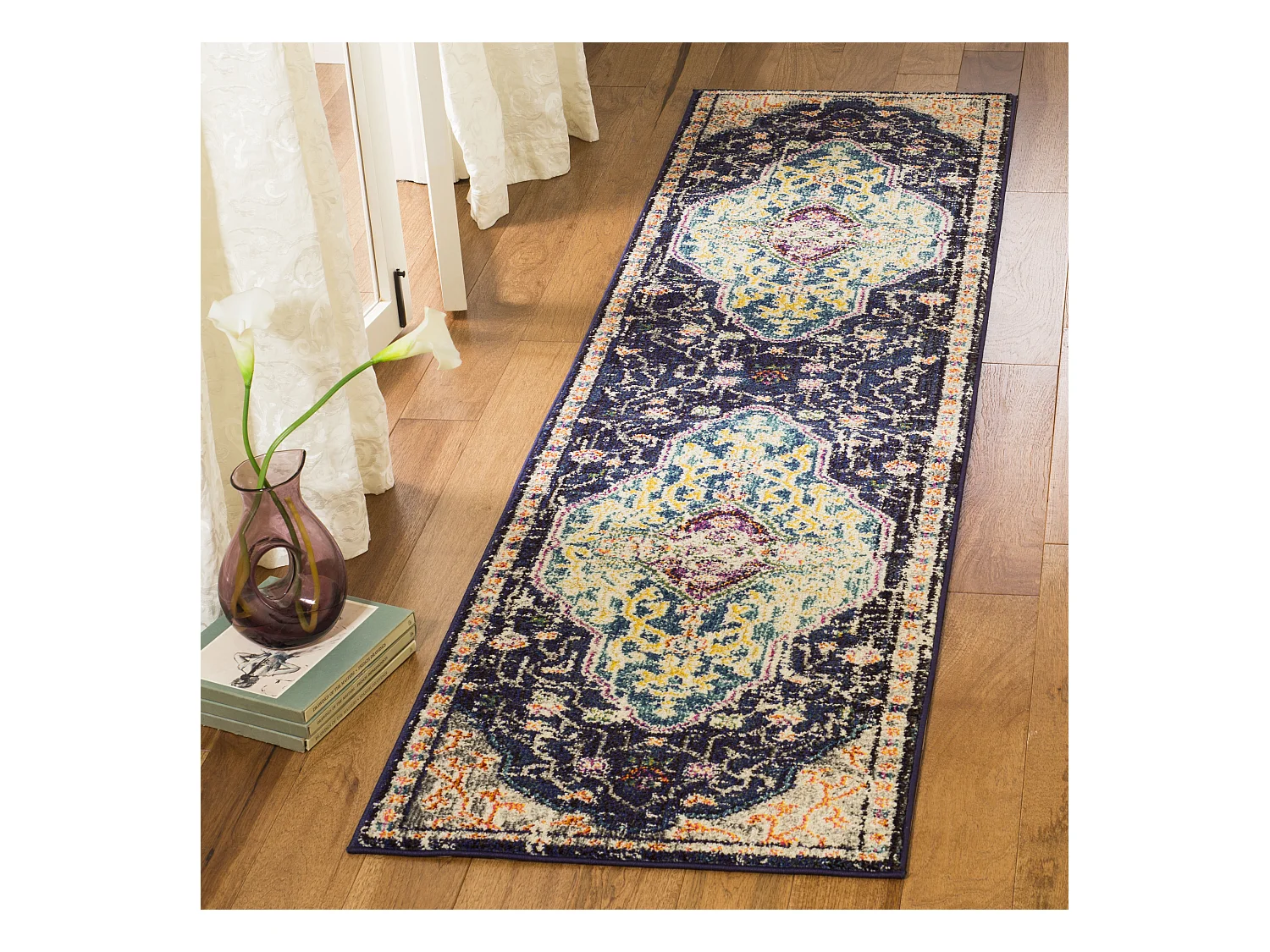 Tapis Noir/Bleu 66 X 244 cm - Calliope