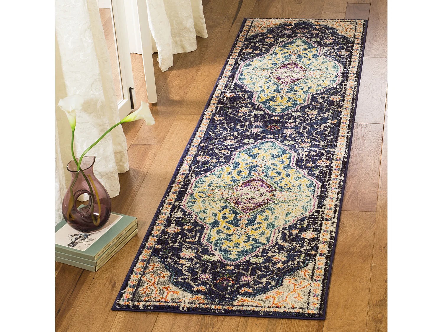 Tapis Noir/Bleu 66 X 244 cm - Calliope