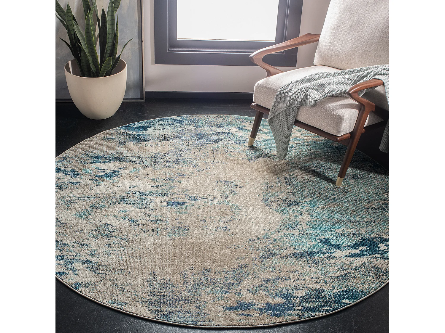 Tapis Bleu/Beige 244 X 244 cm - Julia