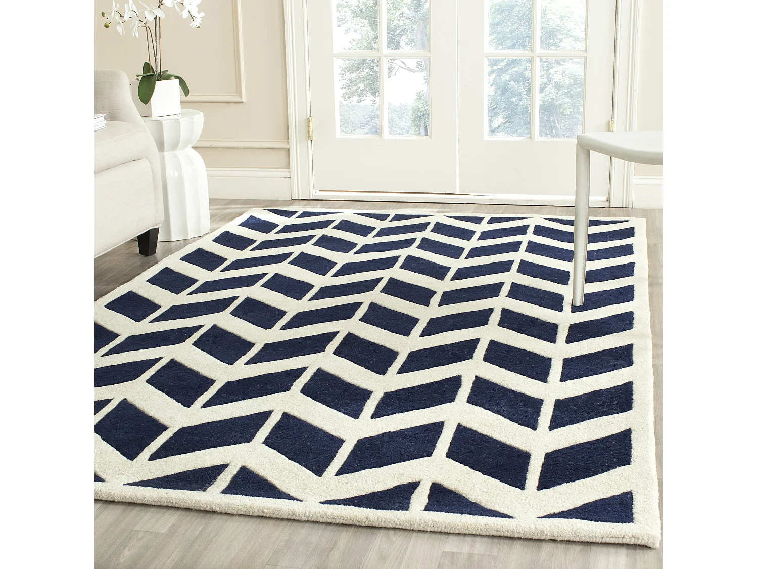 Tapis Bleu Marine/Neutre 122 X 183 cm - Merry