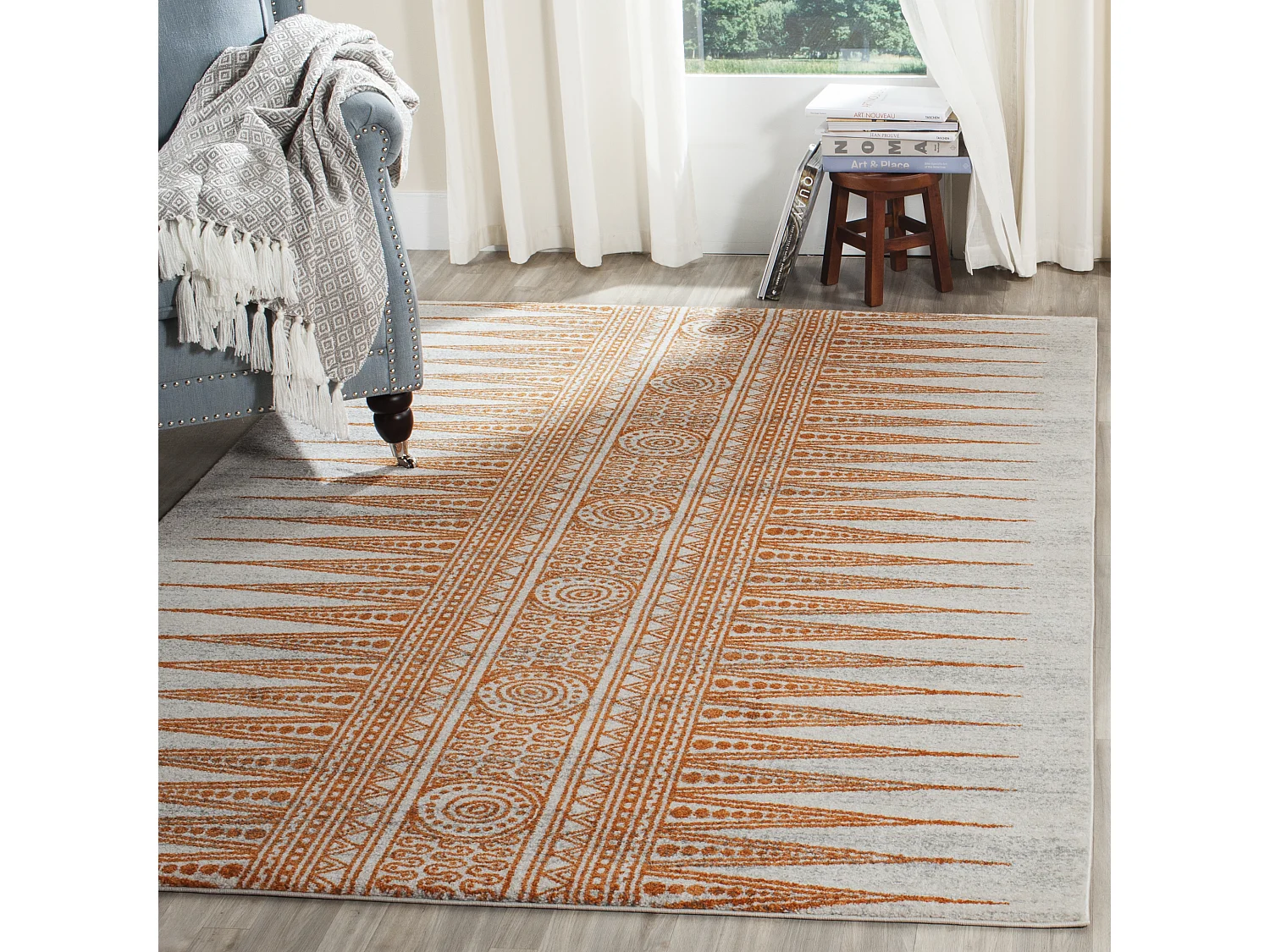 Tapis Neutre/Orange 122 X 183 cm - Gianna