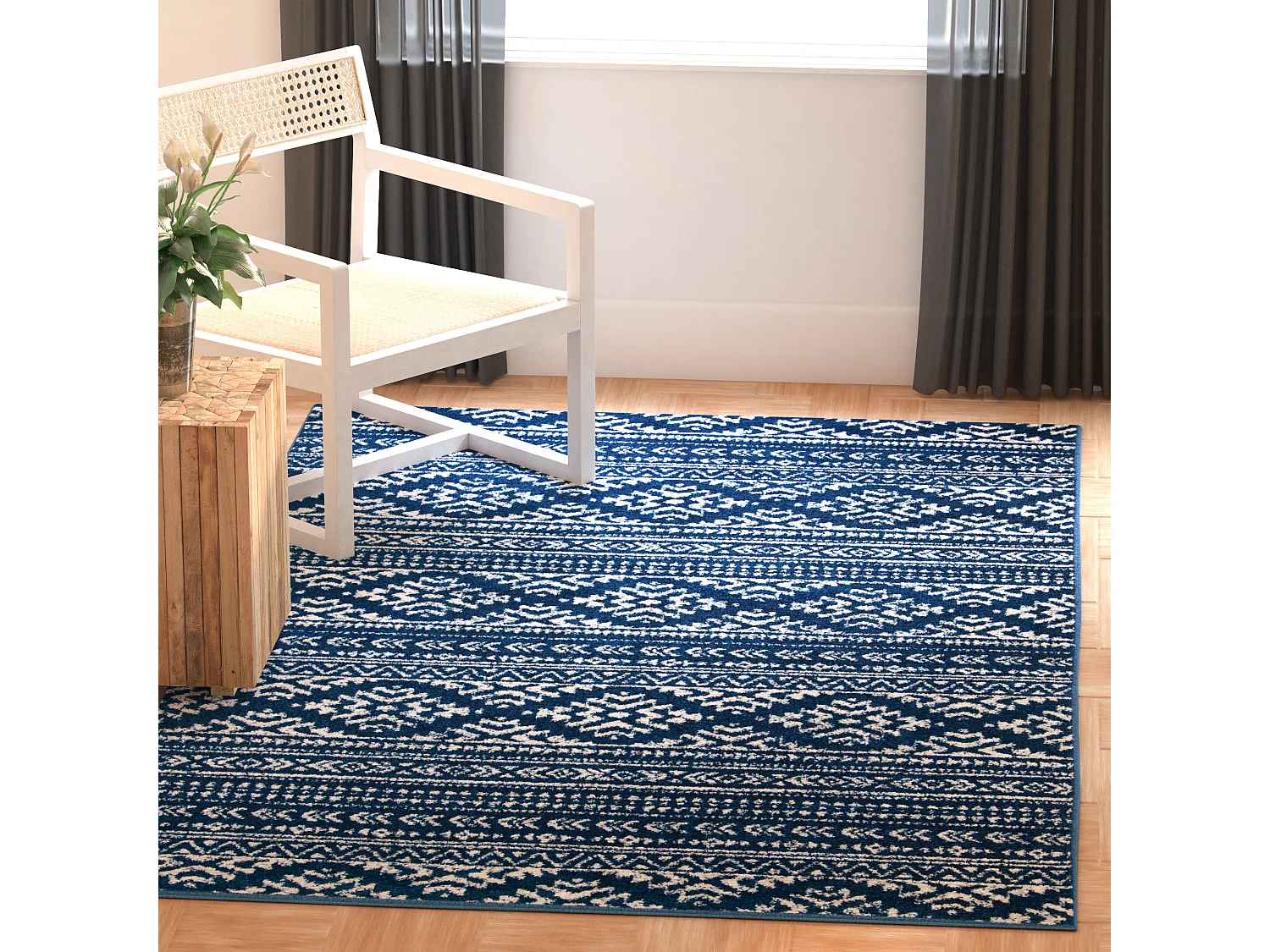Tapis Bleu Marine/Neutre 122 X 183 cm - Hope