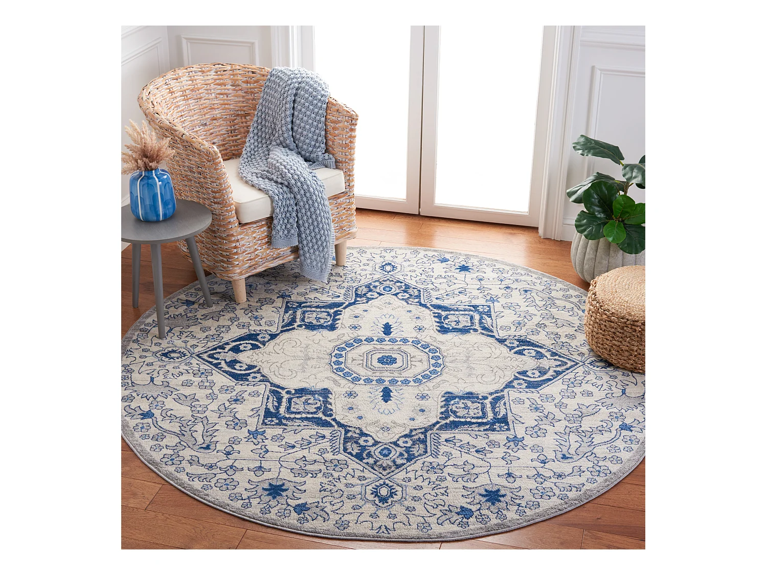 Tapis Neutre/Bleu 201 X 201 cm - Maeve
