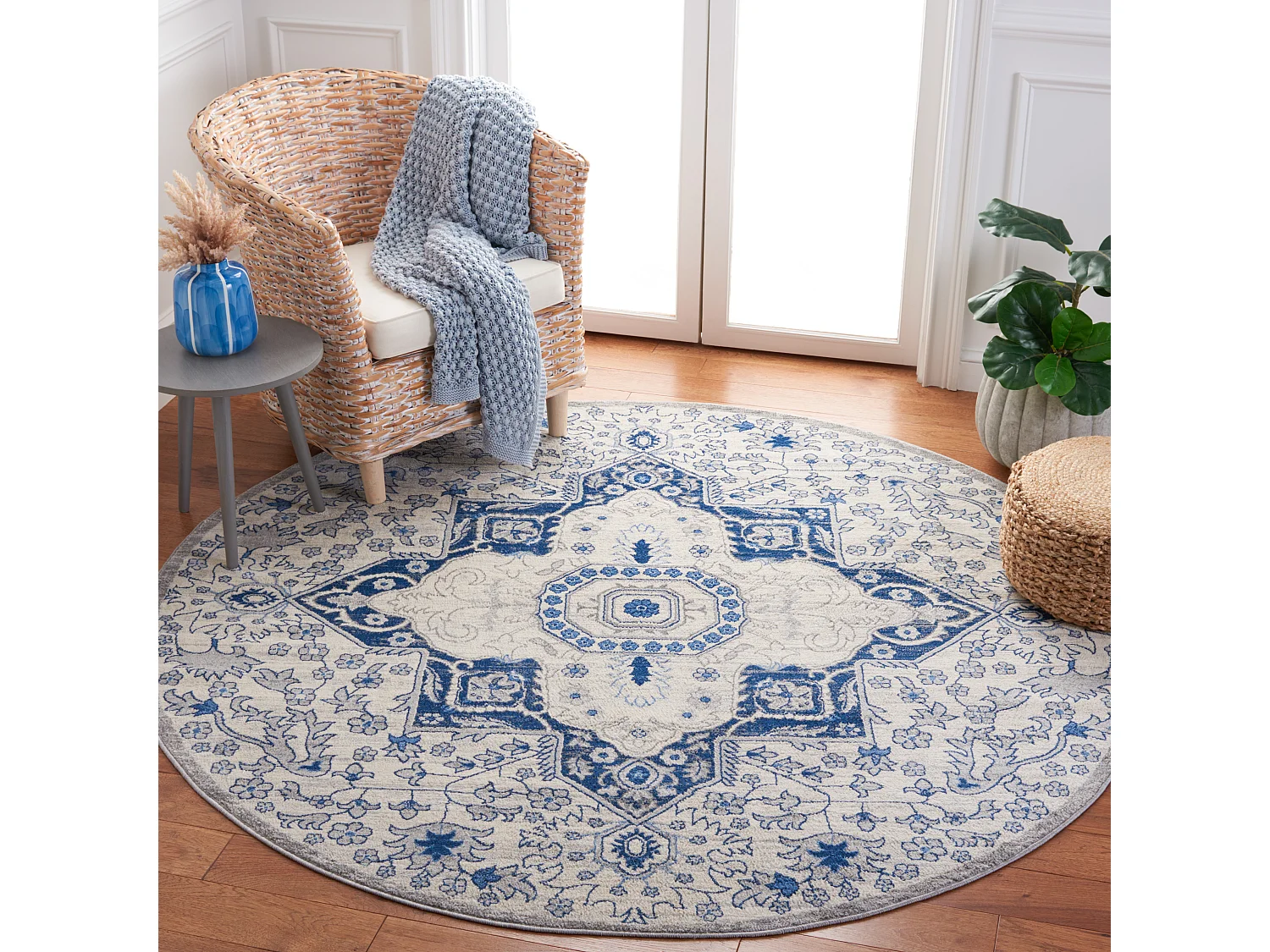 Tapis Neutre/Bleu 201 X 201 cm - Maeve