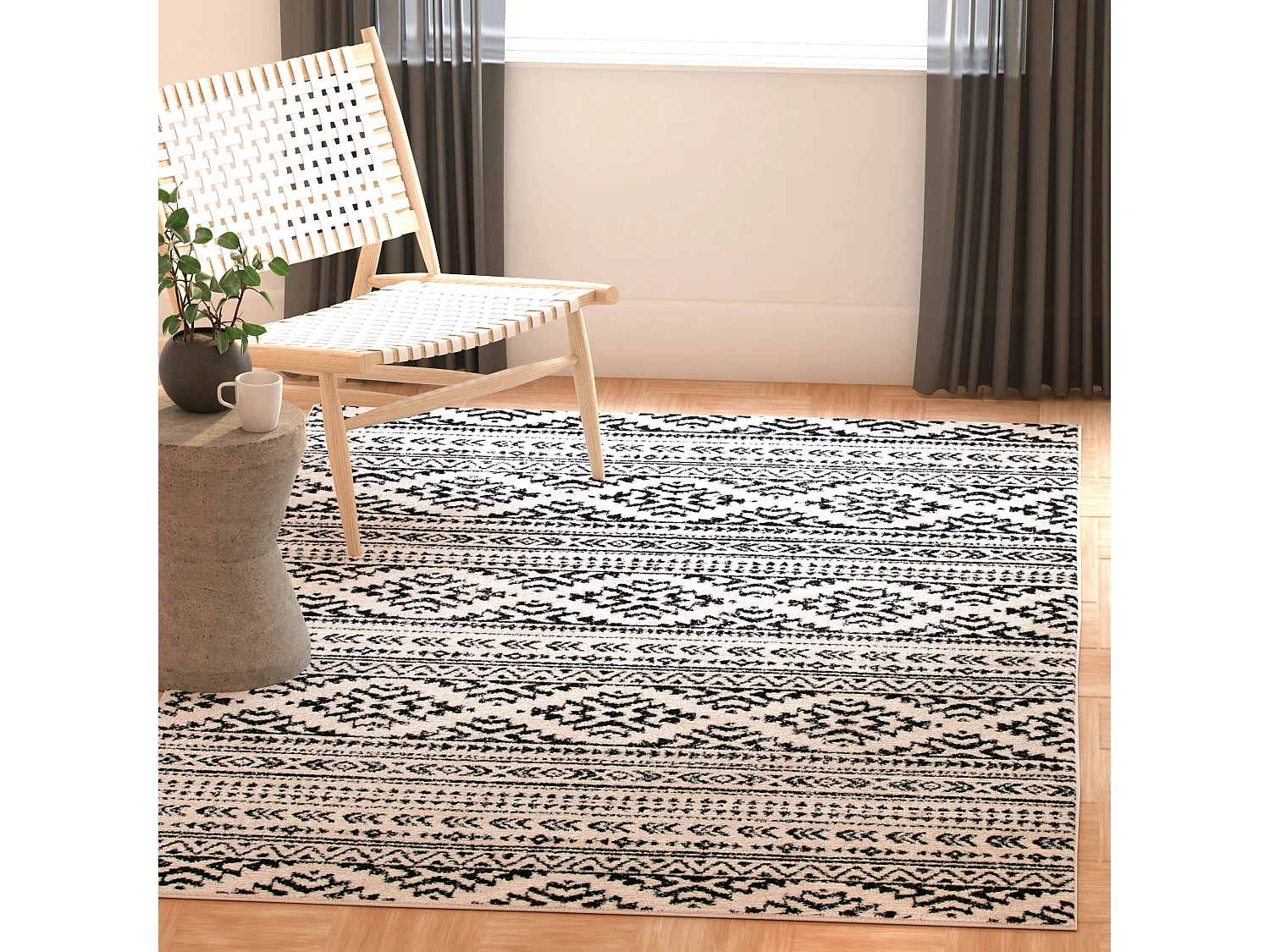 Tapis Neutre/Noir 122 X 183 cm - Hope