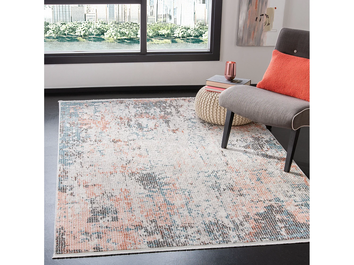 Tapis Neutre/Gris 122 X 183 cm - Aroosa