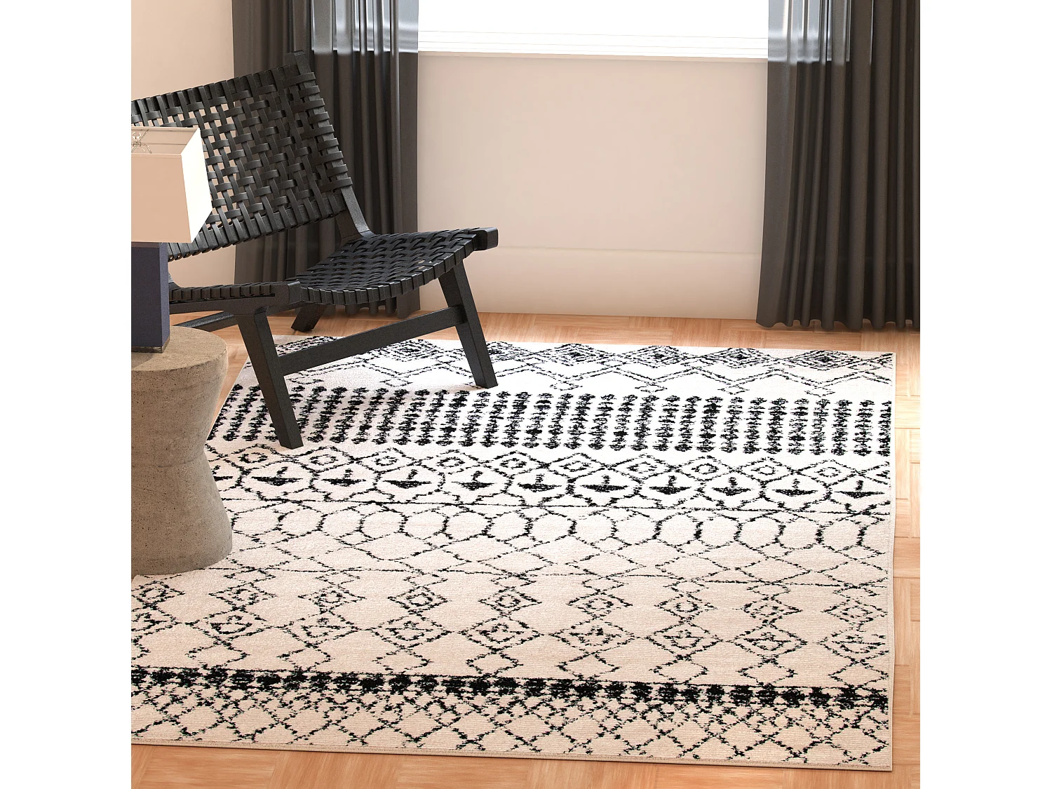 Tapis Neutre/Noir 160 X 229 cm - Harmony