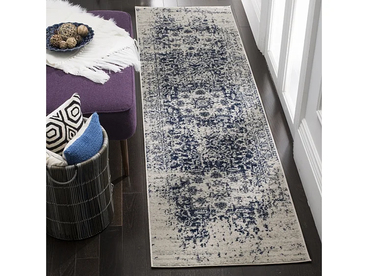 Tapis Neutre/Bleu Marine 69 X 122 cm - Merryl