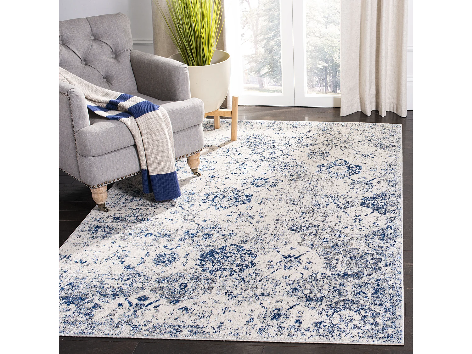 Tapis Blanc/Bleu 155 X 229 cm - Mopani
