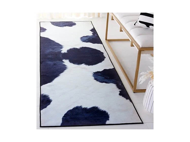 Tapis Ivoire/Bleu Foncé 76 X 244 cm - Elspeth