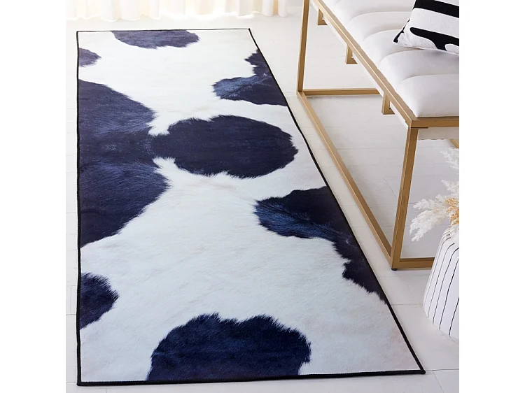 Tapis Ivoire/Bleu Foncé 76 X 244 cm - Elspeth