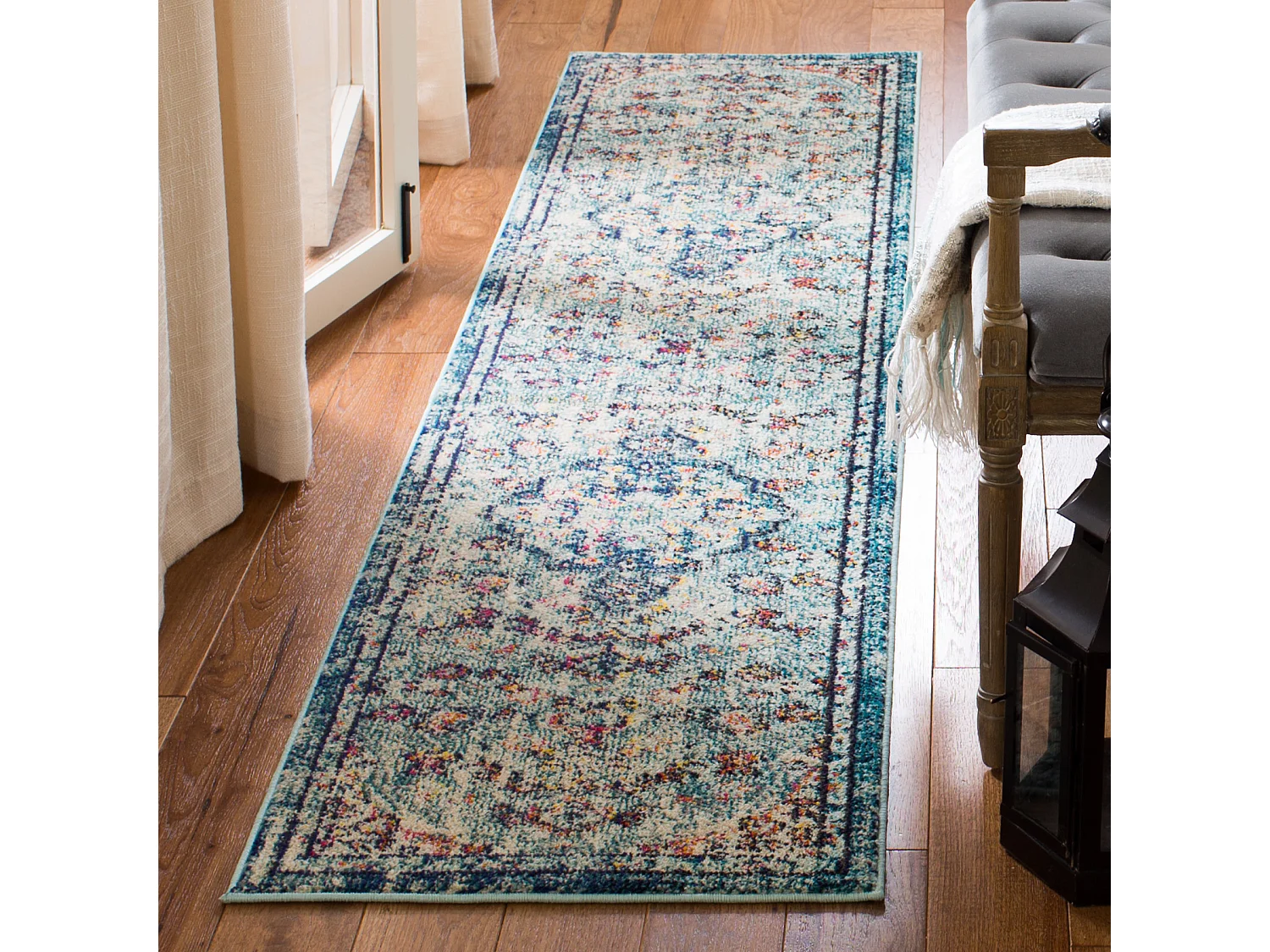 Tapis Bleu marine/Bleu clair 66 X 183 cm - Maia