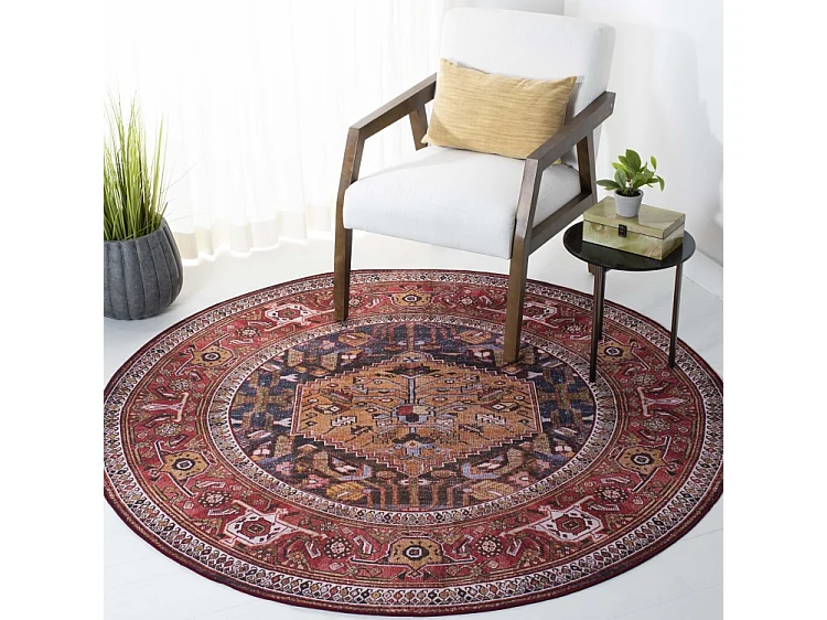 Tapis Bleu Marine/Rouille 183 X 183 cm - Patricia