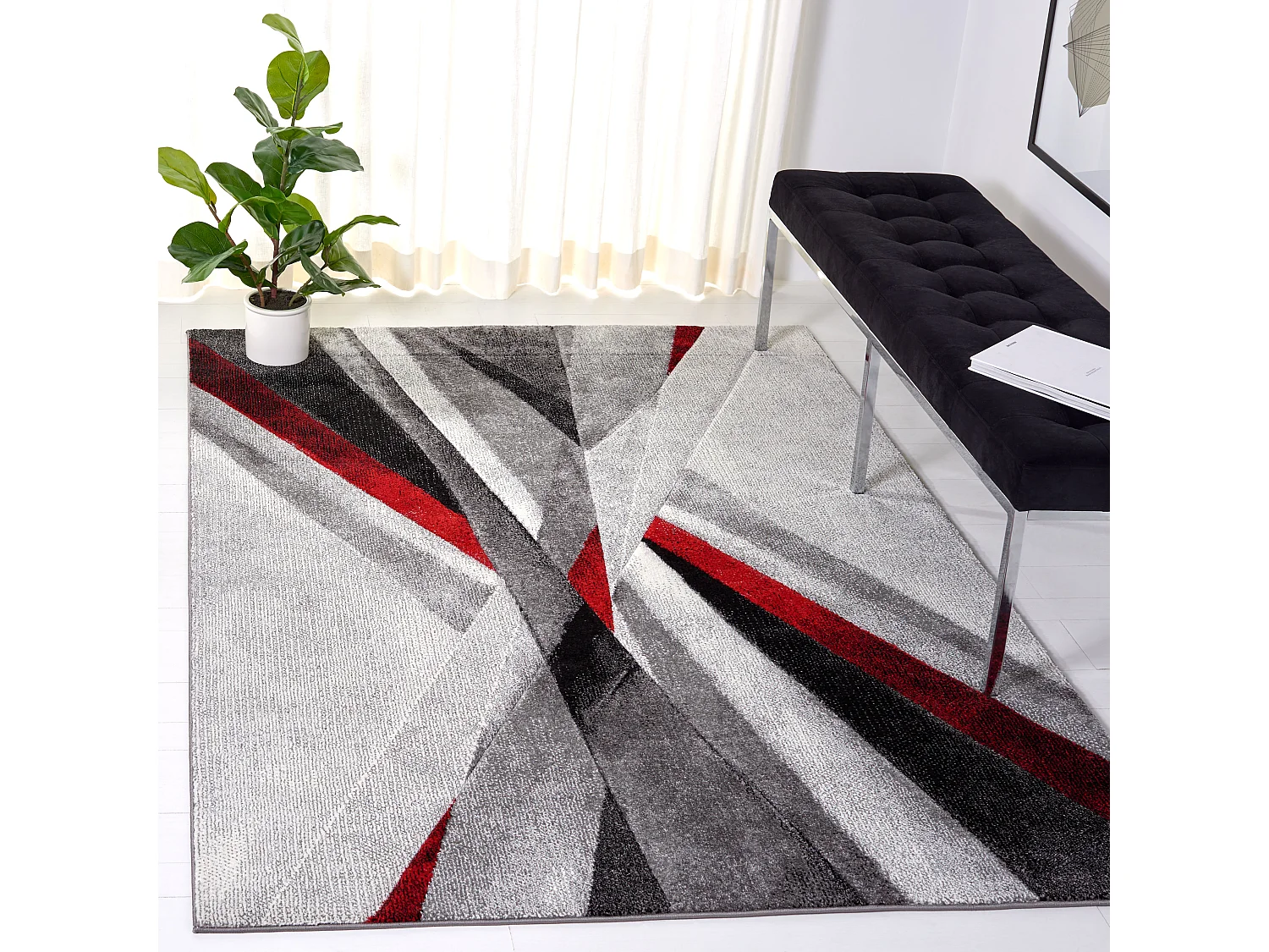 Tapis Gris/Rouge 201 X 274 cm - Aubrey