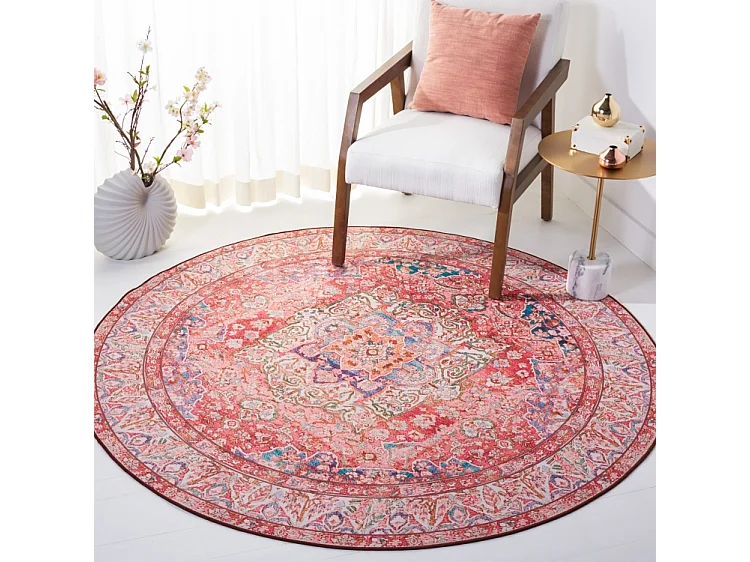 Tapis Rose/Crème 183 X 183 cm - Fleur