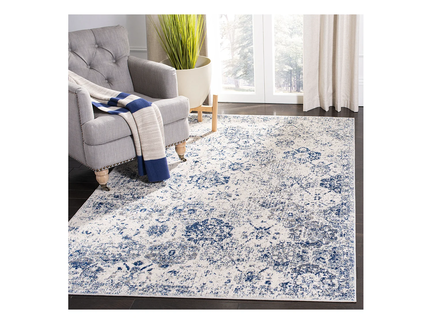 Tapis Blanc/Bleu 122 X 183 cm - Mopani