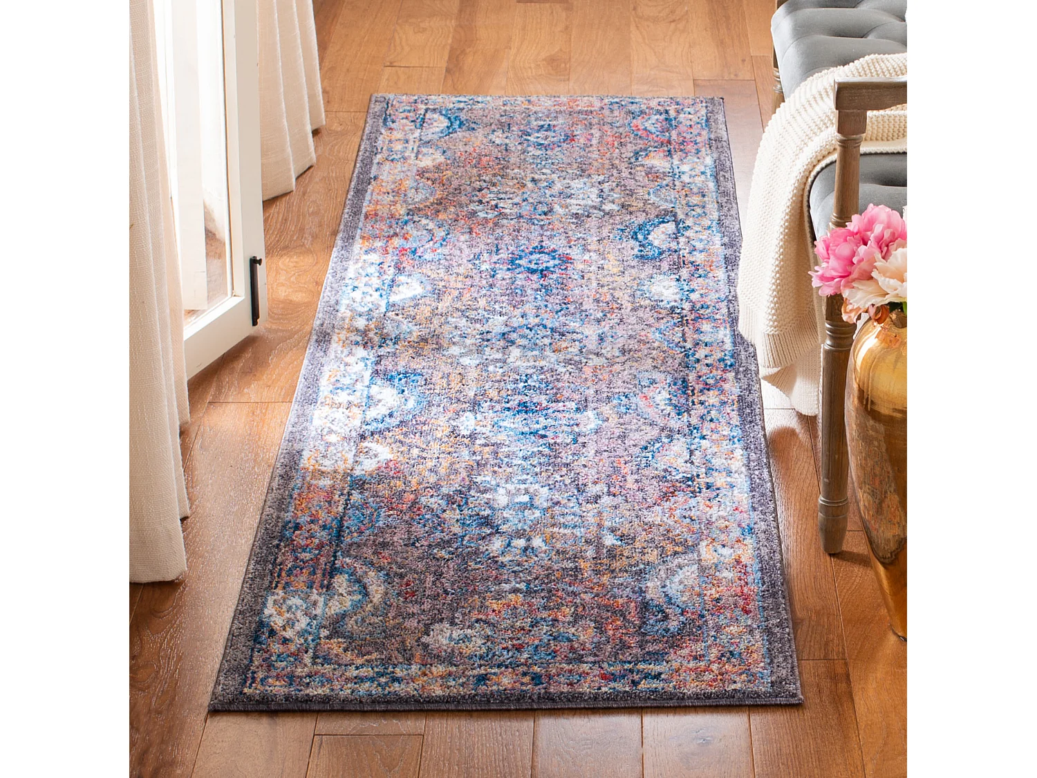 Tapis Gris/Bleu 69 X 244 cm - Lesley
