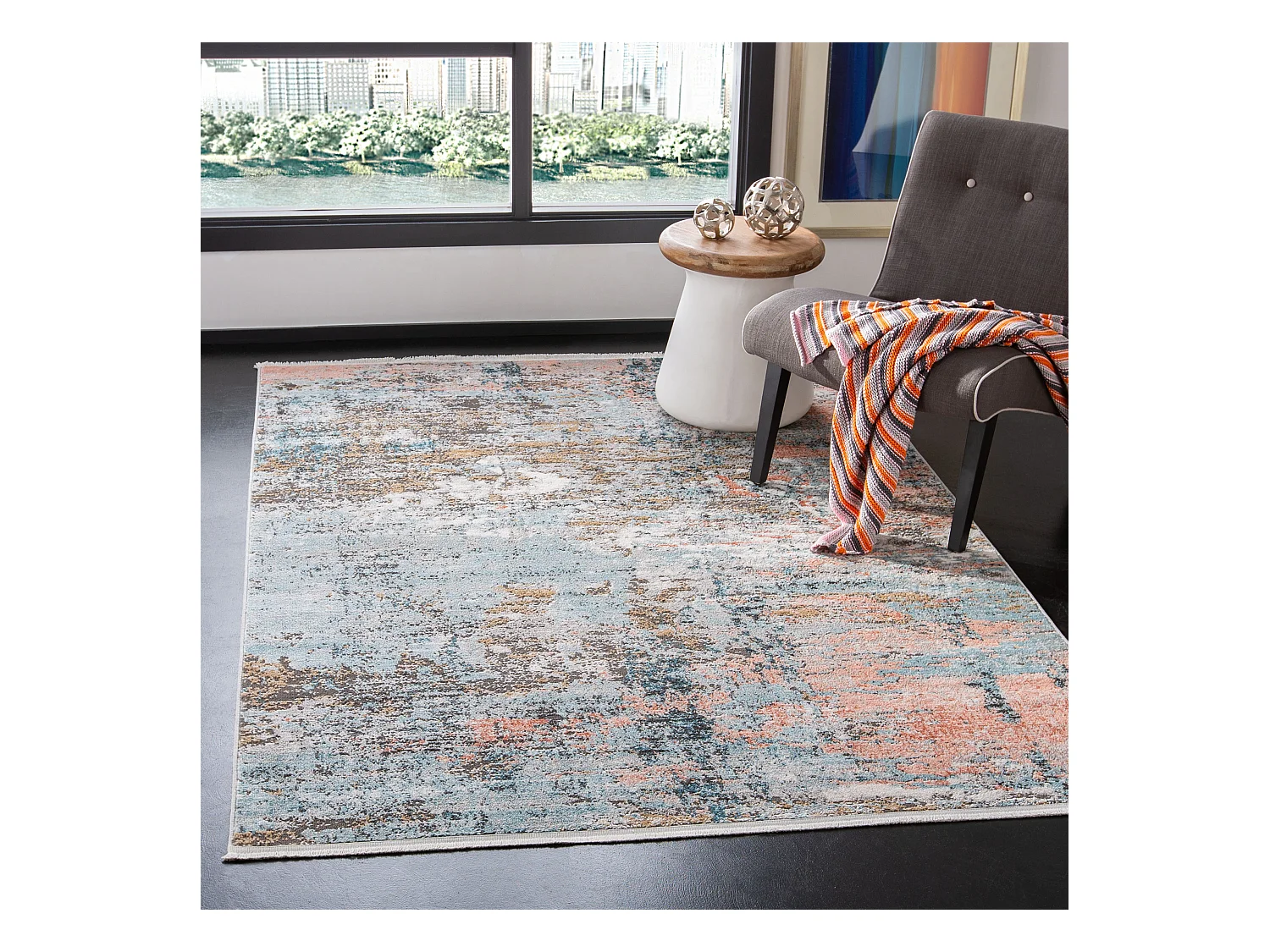 Tapis Gris/Rose 160 X 229 cm - Elise