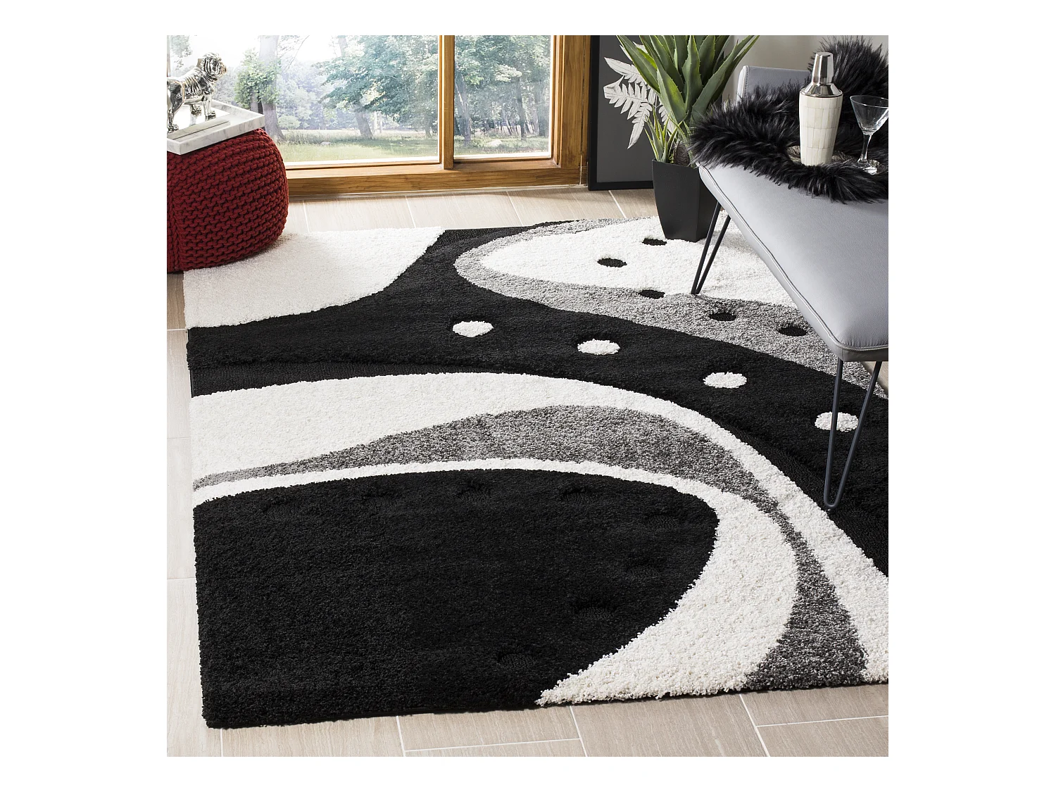 Tapis Noir/Neutre 183 X 274 cm - Lucie