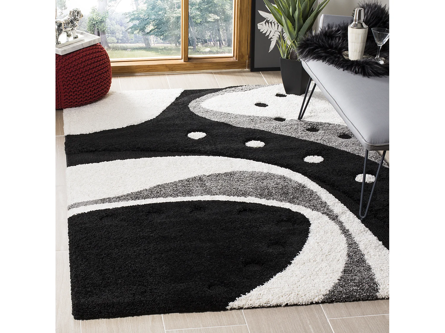 Tapis Noir/Neutre 183 X 274 cm - Lucie