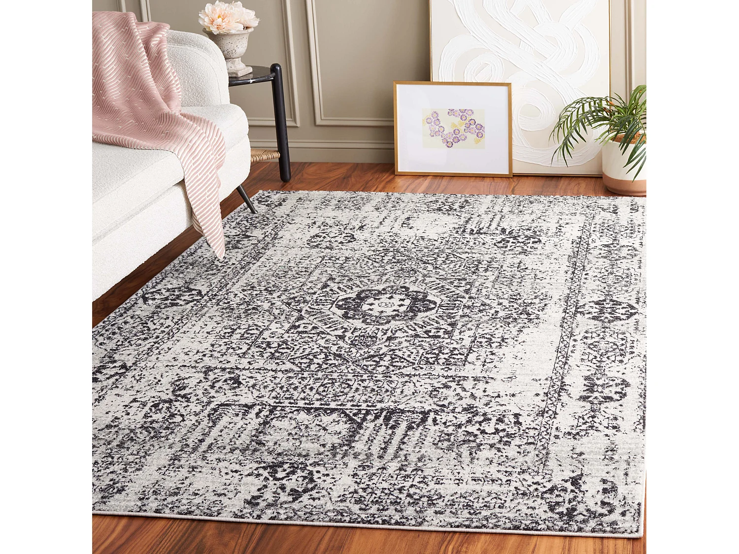 Tapis Neutre/Noir 201 X 274 cm - Carine