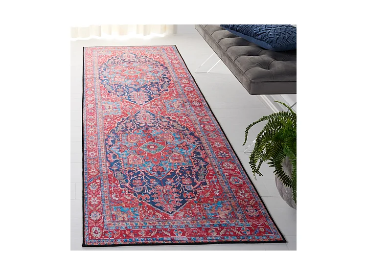 Tapis Bleu Marine/Rouge 76 X 244 cm - Isabeau