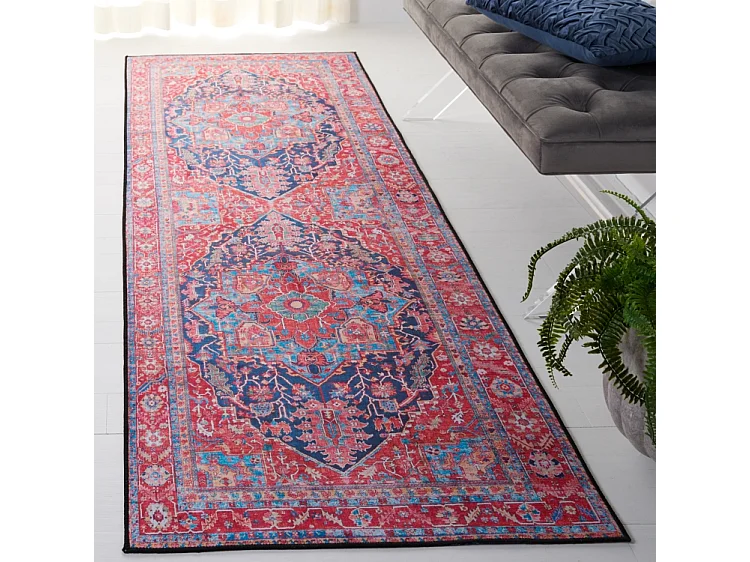 Tapis Bleu Marine/Rouge 76 X 244 cm - Isabeau