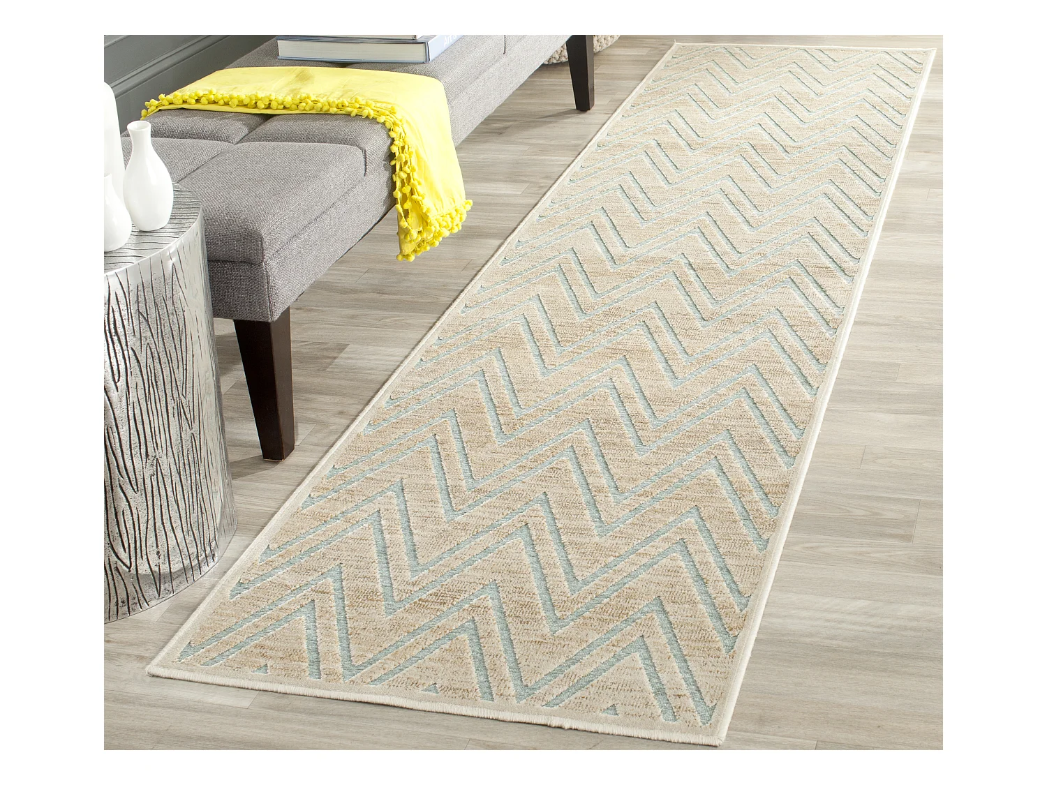 Tapis Neutre/Bleu 66 X 244 cm - Tobago