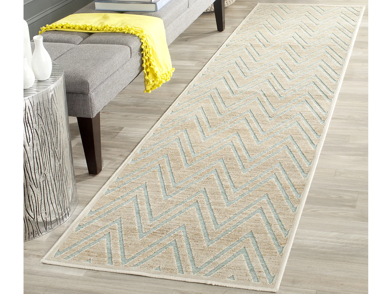 Tapis Neutre/Bleu 66 X 244 cm - Tobago