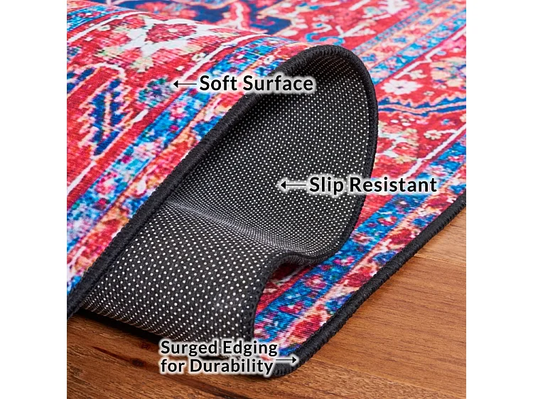 Tapis Bleu Marine/Rouge 91 X 152 cm - Isabeau