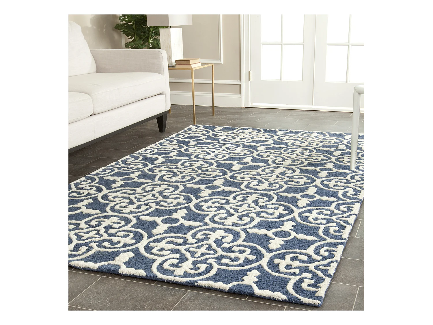 Tapis Bleu Marine/Neutre 122 X 183 cm - Meryll