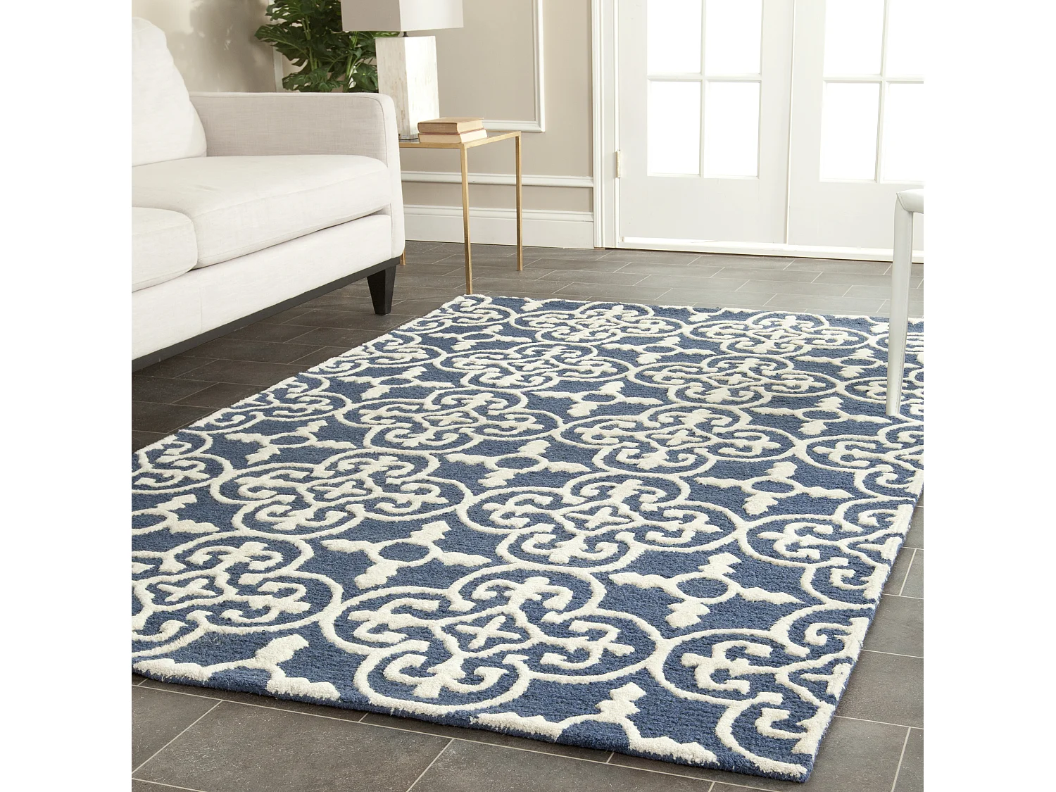 Tapis Bleu Marine/Neutre 122 X 183 cm - Meryll