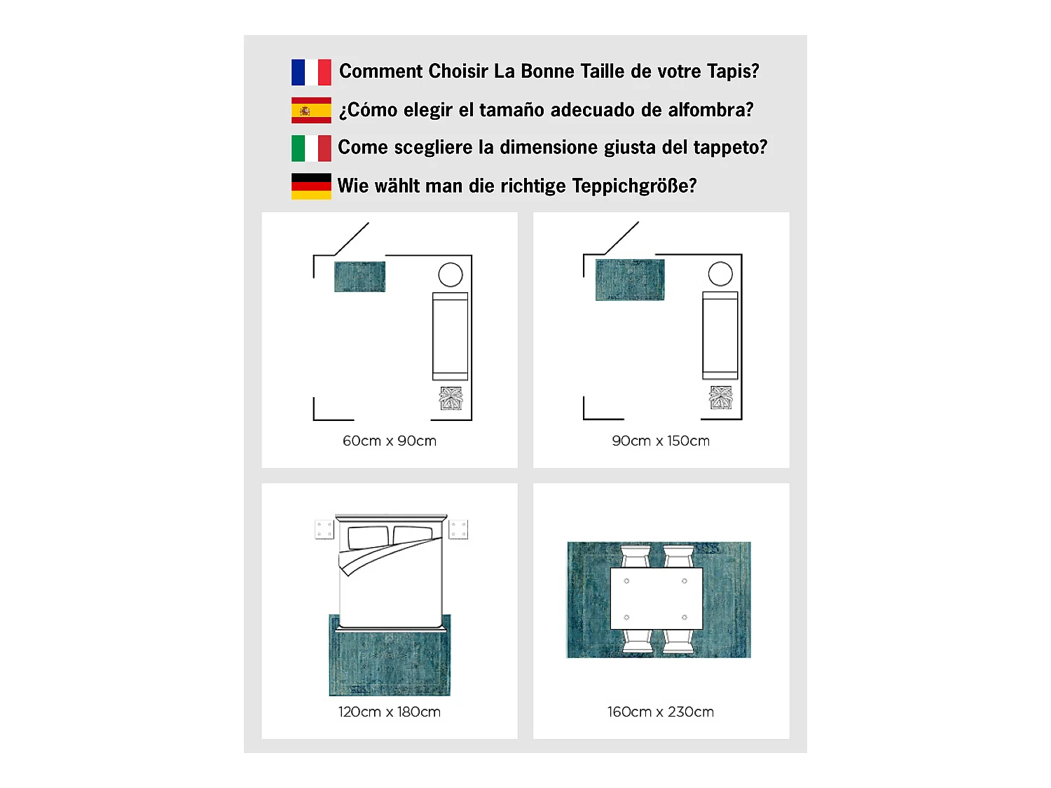 Tapis Bleu/Neutre 183 X 274 cm - Hugo