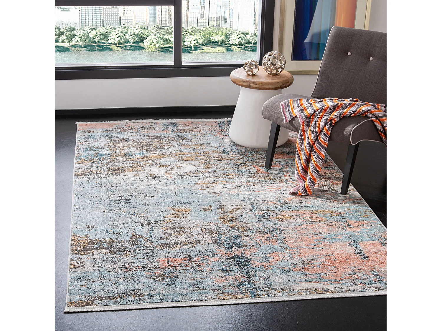 Tapis Gris/Rose 122 X 183 cm - Elise