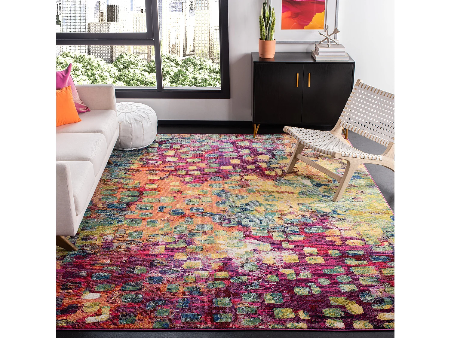 Tapis Fuchsia/Or 274 X 366 cm - Paisley