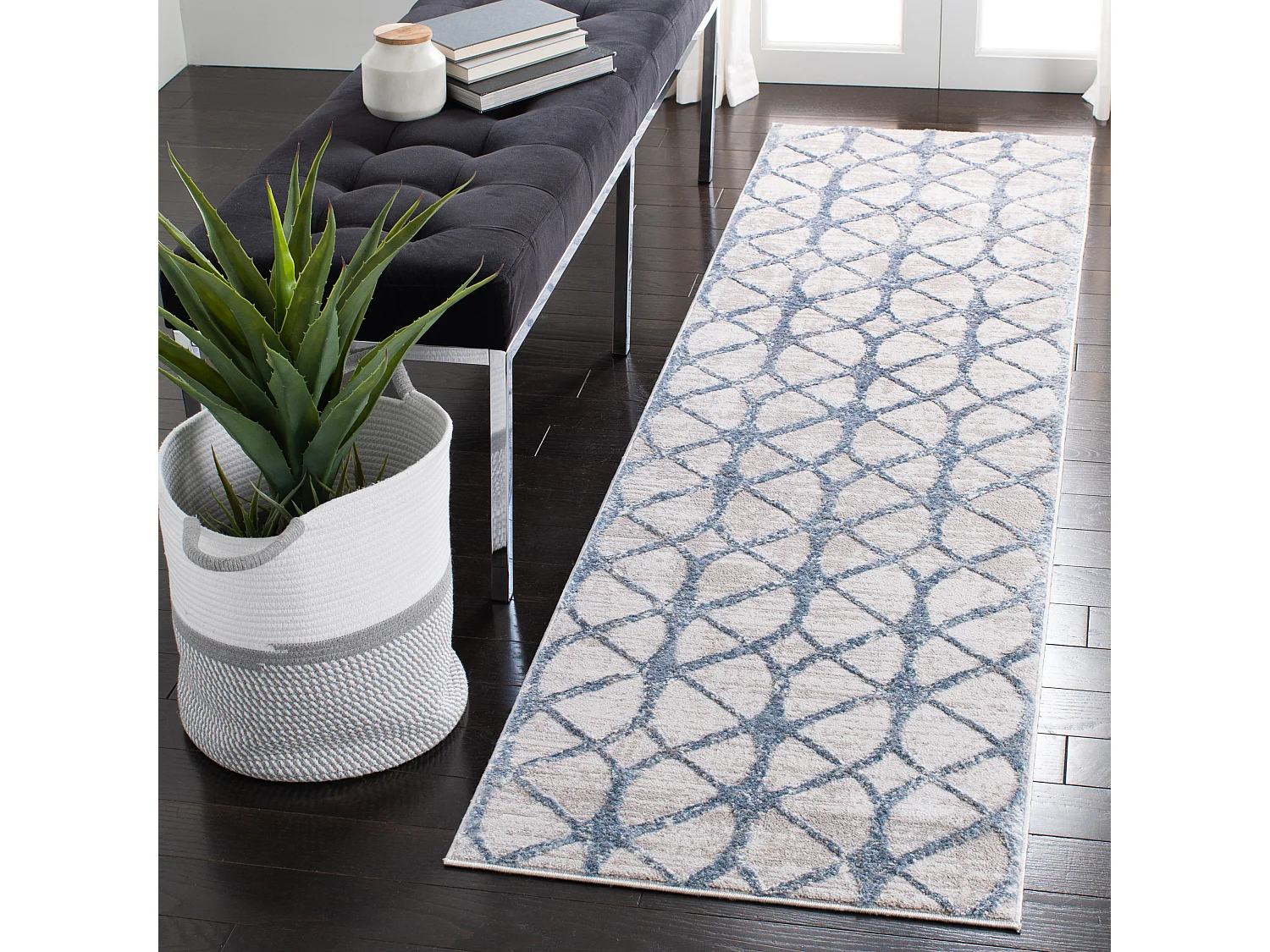 Tapis Gris/Bleu 66 X 183 cm - Elsie