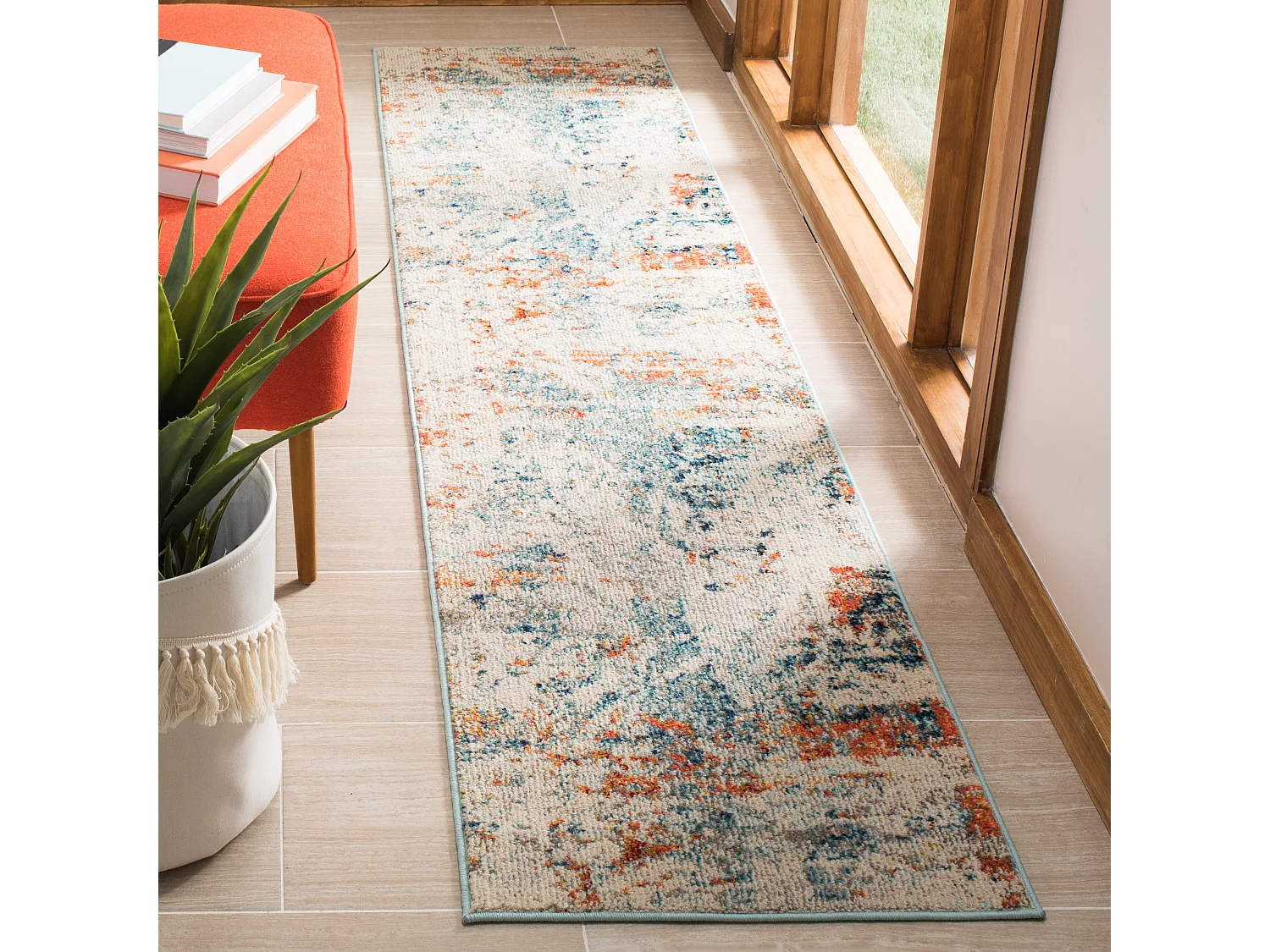 Tapis Neutre/Orange 61 X 244 cm - Mansie