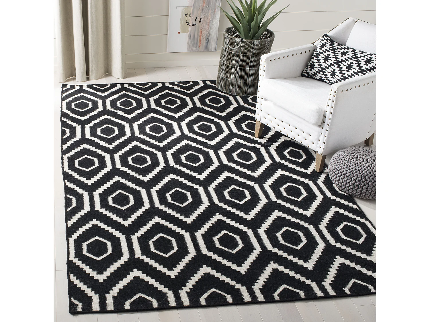Tapis Noir/Neutre 122 X 183 cm - Casablanca